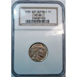 1938D/D Buffalo nickel  NGC66