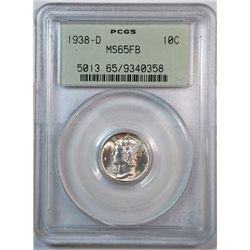 1938D Mercury dime  PCGS65FB