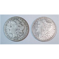 2 scarce date Morgan $: 1886O XF