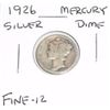 Image 1 : 1926 Mercury Silver Dime *FINE-12 GRADE*!!