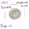 Image 1 : 1927 Mercury Silver Dime *FINE-12 GRADE*!!
