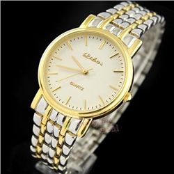 Unisex Silver and Gold Tone Ultrathin Wrist Watch