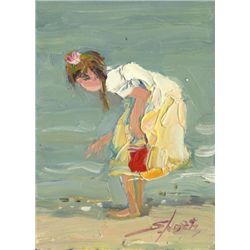 5 x 7 Oil on Board ~Abstract Beach Scene~ Signed Skoetz