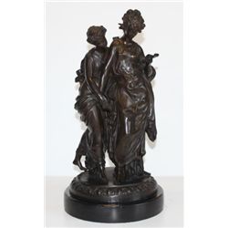 Charming Bronze Sculpture Victorian Sisters