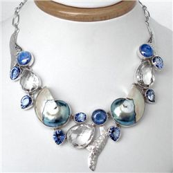 Superb ARTISAN BLUE NAUTILUS SHELL KYANITE TOPAZ AND ST