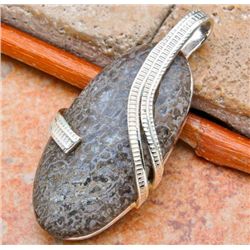 HANDCRAFTED RARE DINOSAUR BONE AND STLERLING SILVER PEN