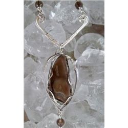 One of a Kind Freeform Petrified Wood Stone Pendant and