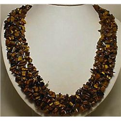 Unusual Multiple Strand Tiger Eye Nugget Necklace MWF17