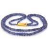 Image 2 : Natural AA 2Row Tanzanite Micro Faceted Rondelles Graduated Necklace Gemstone 143.00ctw brass clasp
