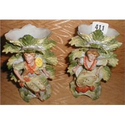 A pair of late C19th European porcelain sp...
