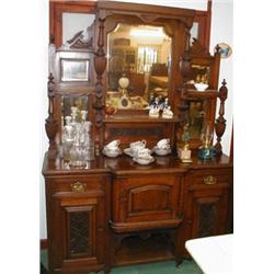 A C19th oak mirror-backed sideboard with c...