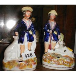 A pair of C19th Staffordshire figures ink ...