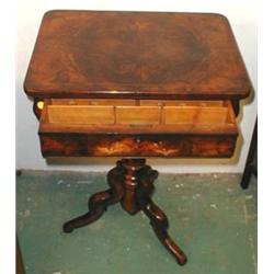 A C19th French quarter veneered walnut sew...