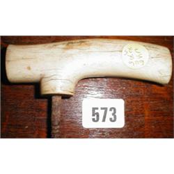 An early C20th bone walking stick handle...