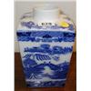 A flow-blue tea caddy "Ringtons Limited Te...