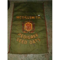 An advertising hessian sack for McGillsmit...