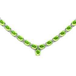 Natural Peridot 55.35ctw Oval Necklace 14kt W/Y Gold