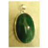 Image 1 : Oval Shape Emerald Gemstone set in Silver Pendant