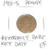 Image 1 : 1911-S Lincoln Penny *EXTREMELY RARE KEY DATE EXTRA FINE GRADE*!!!