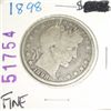 Image 1 : 1898 Barber Head Silver Half Dollar *RARE FINE GRADE*!!!
