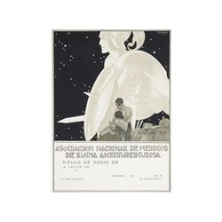 ASOCIACION NACIONAL DE MEDICOS DE LUCHA ANTITUBERCULOSA. Título de Socio. PENAGOS. 1926. 52x38 cm. (