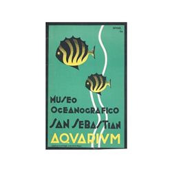 MUSEO OCEANOGRAFICO SAN SEBASTIAN AQUARIUM. ANSA. 1929. 63,5x43 cm. (25x17 in.). Litografía. B -. To