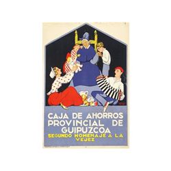 CAJA DE AHORROS PROVINCIAL DE GUIPUZCOA. SEGUNDO HOMENAJE A LA VEJEZ. TXIKI. 1930. 70x60 cm. (27,5X2