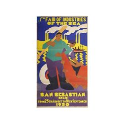 II th. FAIR OF INDUSTRIES OF THE SEA. SAN SEBASTIAN. 1930. 123x70 cm. (48,5x27,5 in.). Litografía. A