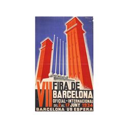 VII FIRA DE BARCELONA. MONENY. 1934. 100x62 cm. (39,2x24,5 in.). Litografía. Barcelona: Gráficas Bor