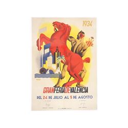 GRAN FERIA DE VALENCIA. RENAU. 1934. 68,5x98 cm. (27x38,5 in.). Litografía. A -. Entelado. Valencia:
