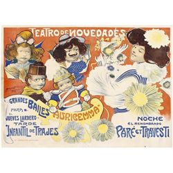 TEATRO DE NOVEDADES. BRUNET. 1902. 77x110 cm. (30,5x43 in.). Litografía. B +. Barcelona: Lit. Enrich