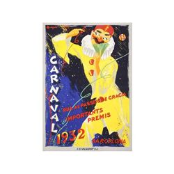 CARNAVAL 1932 BARCELONA. 1932. 49,5x33,5 cm. (19,2x13,2 in.). Litografía. A -. Barcelona: J. Viladot