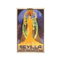 SEVILLA. FERIA DE ABRIL. BALCERA. 1935. 165x111cm. (65x43,7in.). Litografía. A-. Entelado. FIESTAS Y