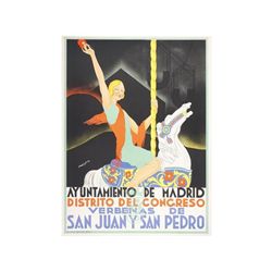 VERBENA DE SAN JUAN Y SAN PEDRO. MADRID. AUGUSTO. (1930 CA.). 106x80cm. (41,7x31,5in.). Litografía.