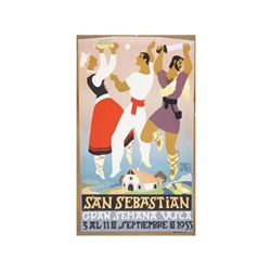 SAN SEBASTIAN. GRAN SEMANA VASCA. URRIZA, MURO. 1955. 99x62 cm. (39x24,5 in.). Litografía. A -. Tolo