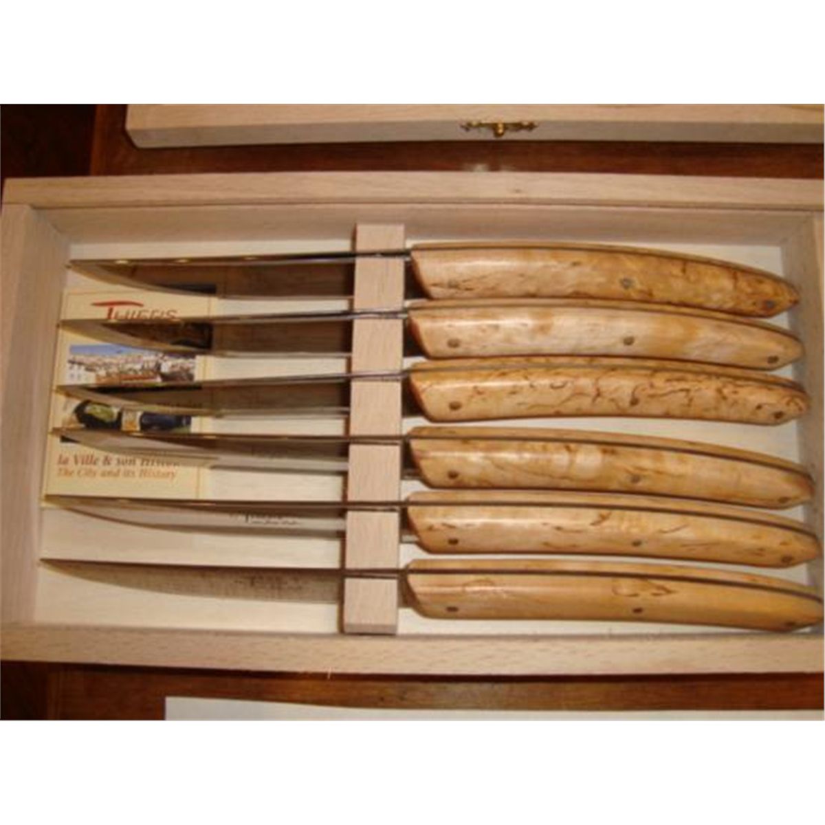 Set 6 French Le Thiers steak knives olivewood by Dubost