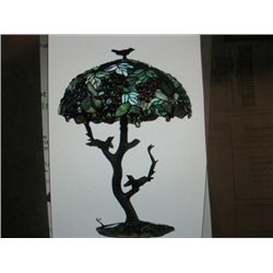 Bird lamp with grape pattern after Tiffany style