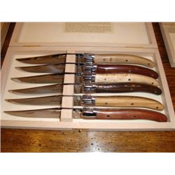 Set 6 French Laguiole steak knives 6 woods by Dubost