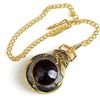 Image 3 : Mens Golden Tone Dragon Red GemStone HandWind Pocket Wa