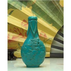 MWF1183 Chinese Turquoise Jade Fish Snuff Bottle