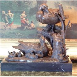 Delightful Bronze Sculpture Duck Family