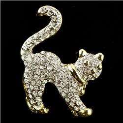 Faberge Style Crystal Cat Brooch