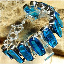 Exquistie Blue Topaz and Sterling Silver Bracelet