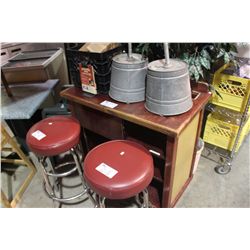 MOHAGANY HOSTESS STATION WITH LIGHTS & TABLE CARDS