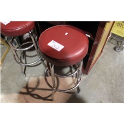 RED VINYL & METAL BAR STOOL