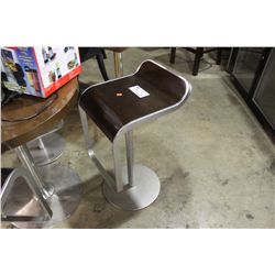 METAL FRAMED WALNUT MODERN BAR STOOL