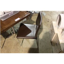 BROWN VINYL & METAL RESTAURANT CHAIR