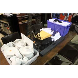 LOT OF NAPKINS, DISHWARE & DECOR