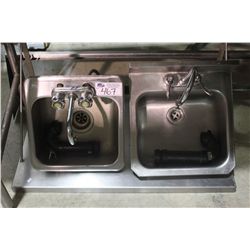 2 STAINLESS STEEL WASH SINKS & SHELVING
