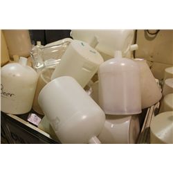 BIN OF PLASTIC WINE FERMENTING BOTTLE
